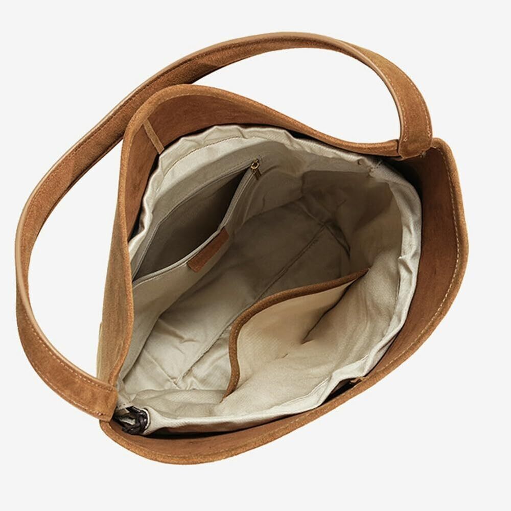 4408 Large Leather Bucket Shoulder Bags Soft Suede Tote Purse Handbags - Picture 7 of 7